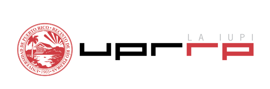 Logo uprrp con letras negras y rojas