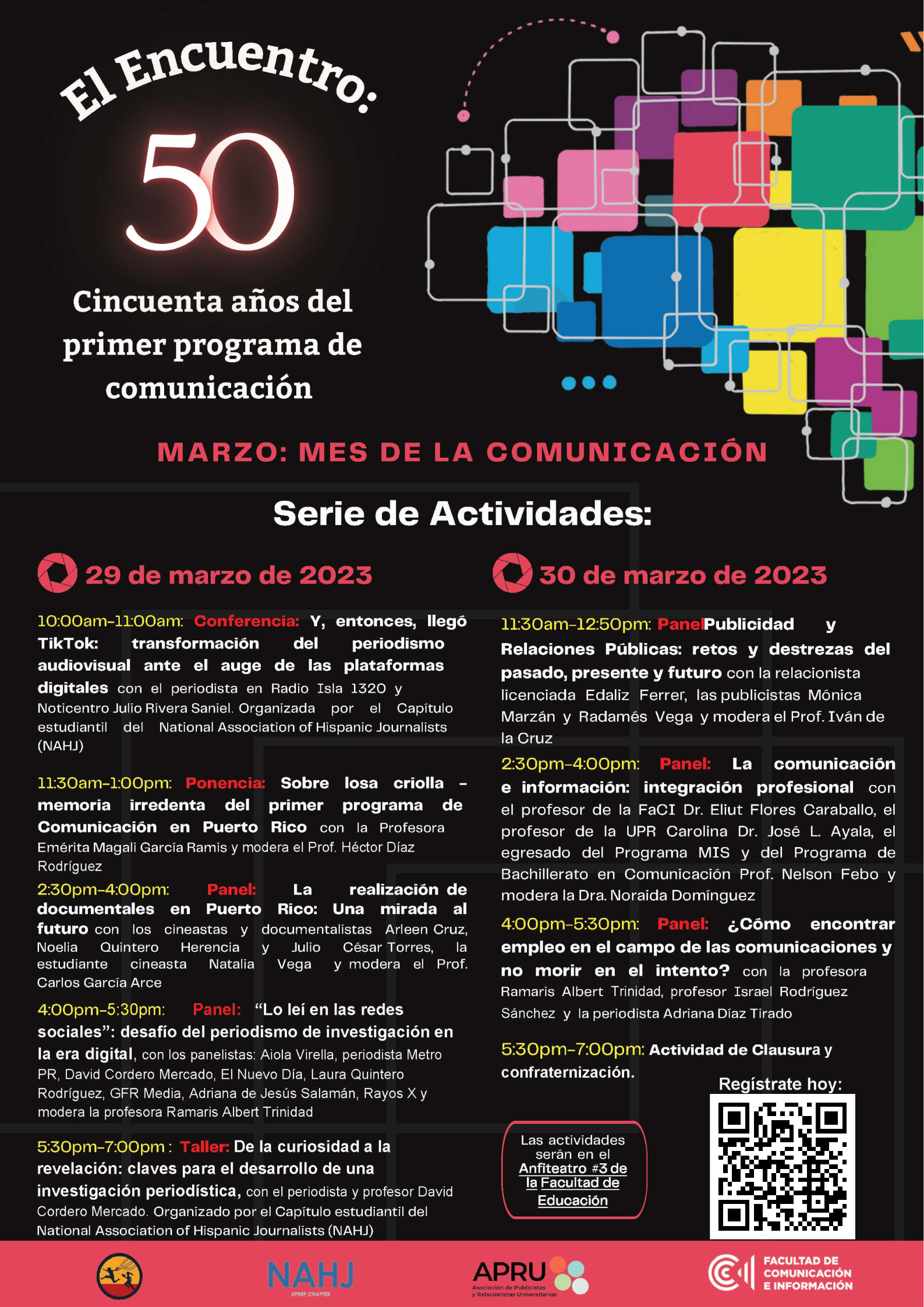 Encuentro: 50 años de los programas de comunicación el 29 y 30 de marzo